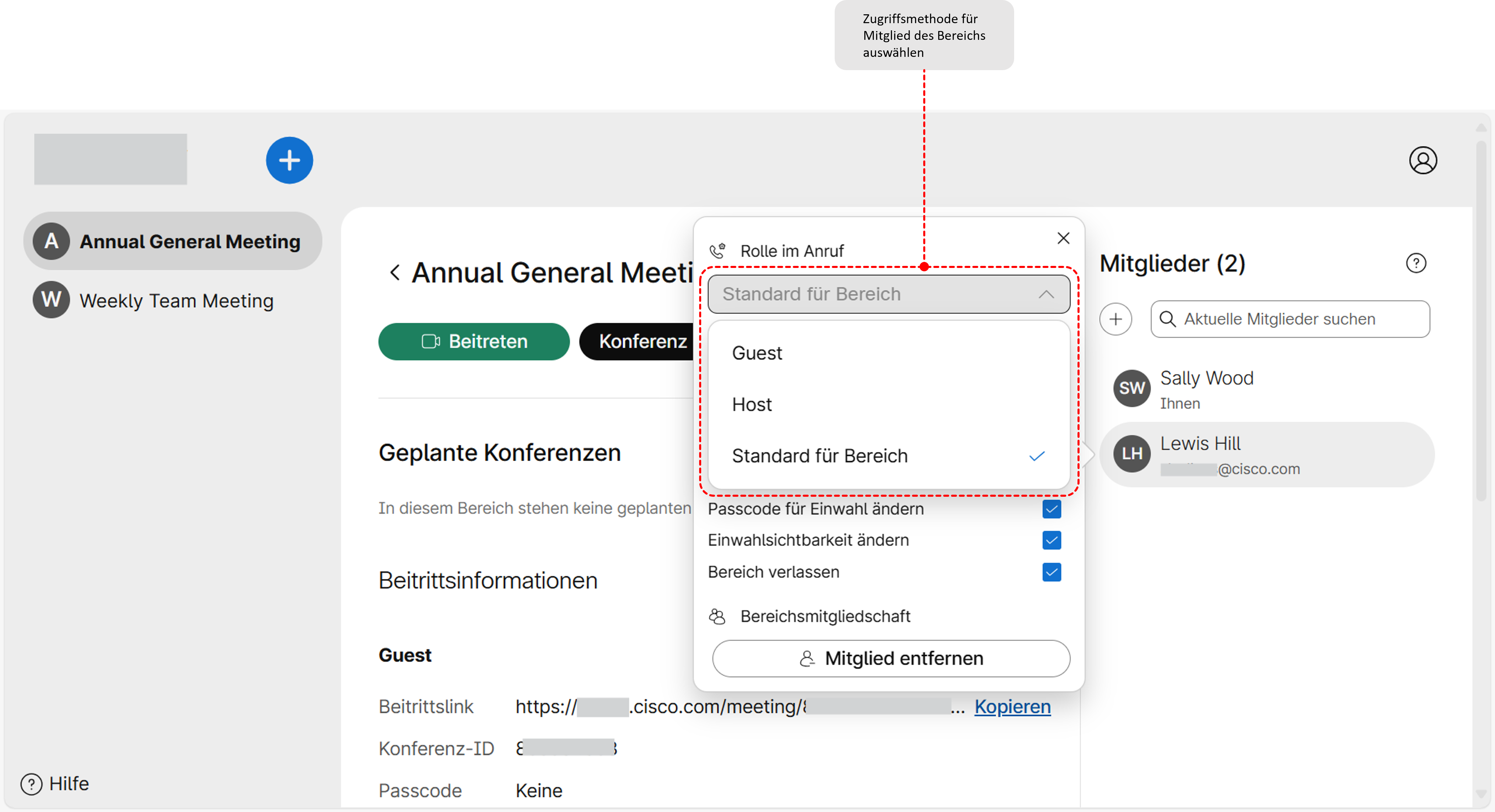 Zugriffsmethoden für Mitglieder eines Bereichs
